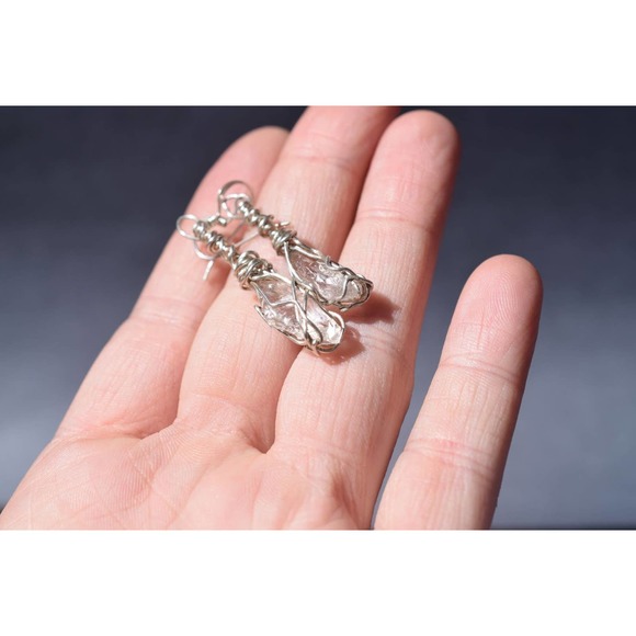 Large Dangle Earrings, Wire Wrapped Earrings, sterling silver, Gift for … - Picture 6 of 8